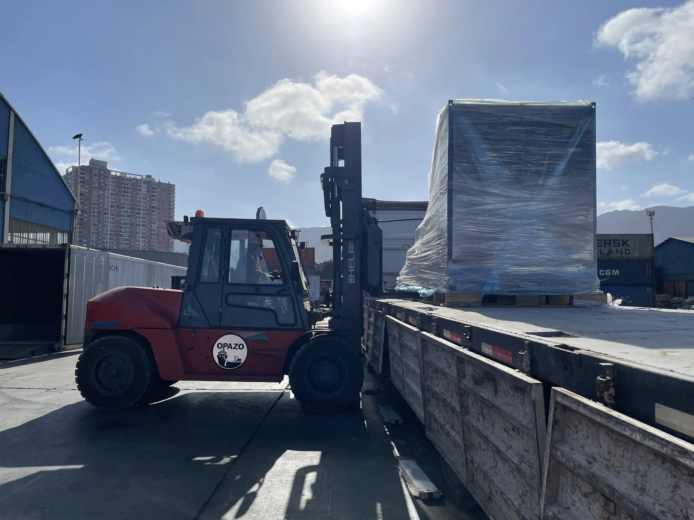 Packed cargo heading to overland transport